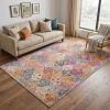 5' X 7' Pink And Gray Geometric Dhurrie Area Rug