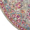 8' Pink And Gray Round Power Loom Area Rug