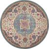 4' Pink And Green Round Dhurrie Area Rug