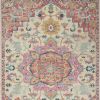 7' X 10' Pink And Ivory Southwestern Dhurrie Area Rug