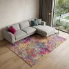 7' X 10' Pink And Ivory Coral Power Loom Area Rug