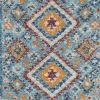 8' Blue And Orange Geometric Dhurrie Runner Rug