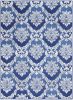 6' X 9' Blue Floral Dhurrie Area Rug