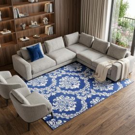 6' X 9' Blue Floral Dhurrie Area Rug