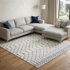 6' X 9' Ivory Geometric Berber Area Rug