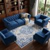 6' X 9' Blue Gray Floral Dhurrie Area Rug