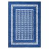4' X 6' Navy Blue Geometric Dhurrie Area Rug