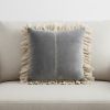 Wide Tasseled Marble Steel Blue Throw Pillow