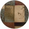 8ï¿½ï¿½ï¿½ Round Beige And Brown Floral Block Pattern Area Rug