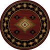 8ï¿½ï¿½ï¿½ Round Red And Beige Ikat Pattern Area Rug