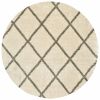 8ï¿½ï¿½ï¿½ Round Ivory And Gray Geometric Lattice Area Rug