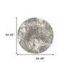 8' Round Gray And Ivory Distressed Abstract Area Rug