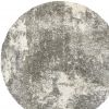 8' Round Gray And Ivory Distressed Abstract Area Rug