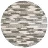 8ï¿½ï¿½ï¿½ Round Gray And Ivory Geometric Pattern Area Rug