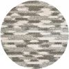 8ï¿½ï¿½ï¿½ Round Gray And Ivory Geometric Pattern Area Rug