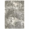 8' X 11' Gray And Ivory Distressed Abstract Area Rug
