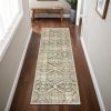 2' X 8' Ivory And Gray Floral Trellis Indoor Runner Rug