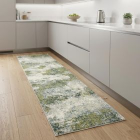 8' Runner Blue Green Power Loom Runner Rug