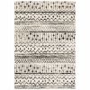 7' X 9' Ivory And Black Eclectic Patterns Indoor Area Rug