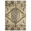 7' X 10' Tan And Gold Central Medallion Indoor Area Rug