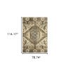7' X 10' Tan And Gold Central Medallion Indoor Area Rug