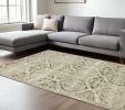 8' X 11' Ivory And Gray Floral Trellis Indoor Area Rug