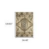 8' X 11' Tan And Gold Central Medallion Indoor Area Rug