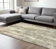 9' X 12' Gray And Ivory Abstract Splash Indoor Area Rug