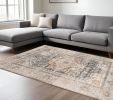 9' X 12' Grey Blue Machine Woven Medallion Indoor Area Rug