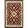 7' X 10' Red Ivory Machine Woven Oriental Indoor Area Rug