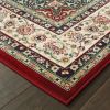 7' X 10' Red Ivory Machine Woven Oriental Indoor Area Rug
