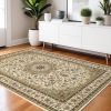 3' X 6' Ivory Beige Machine Woven Oriental Indoor Area Rug