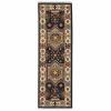 6' Blue Ivory Machine Woven Medallion Indoor Runner Rug