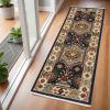 6' Blue Ivory Machine Woven Medallion Indoor Runner Rug