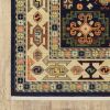 3' X 5' Blue Ivory Machine Woven Medallion Indoor Area Rug
