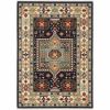 6' X 9' Blue Ivory Machine Woven Medallion Indoor Area Rug