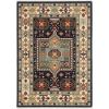 6' X 9' Blue Ivory Machine Woven Medallion Indoor Area Rug