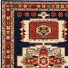 7' X 10' Blue Red Machine Woven Medallions Indoor Area Rug