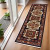 6' Red Blue Machine Woven Oriental Indoor Runner Rug