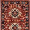 9' X 12' Red Blue Machine Woven Oriental Indoor Area Rug