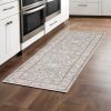 8' Blue Ivory Machine Woven Floral Oriental Indoor Runner