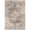 5' X 8' Grey Blue Machine Woven Medallion Indoor Area Rug