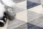 2' X 5' Navy Blue Geometric Diamond Area Rug