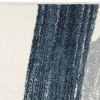 7' X 9' White And Blue Abstract Strokes Area Rug