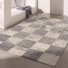 5' X 8' White And Gray Checkered Area Rug