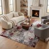 6' X 9' Red Abstract Dhurrie Area Rug