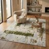 4' X 6' Green Abstract Dhurrie Area Rug