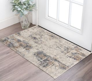 3' X 5' Beige Abstract Printed Area Rug