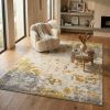 5' X 7' Gold Abstract Dhurrie Area Rug