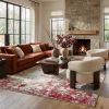 8' X 10' Red Abstract Dhurrie Area Rug